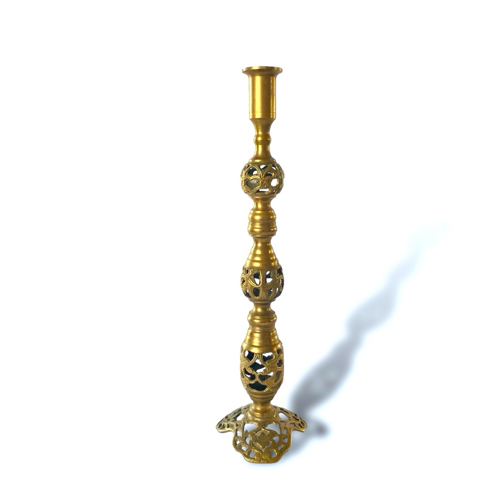 Maxam Vintage Brass Ornate 14.75” Candlestick Taper Holder